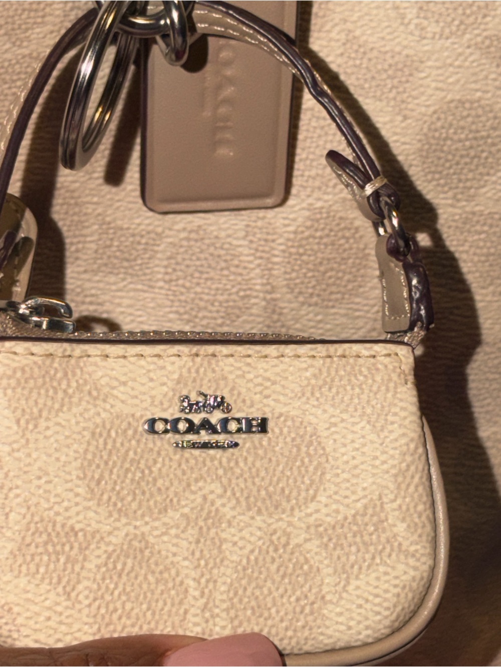 Authentic Coach Beige Signature Tote with Leather Trim and matching mini bag - Picture 3 of 11
